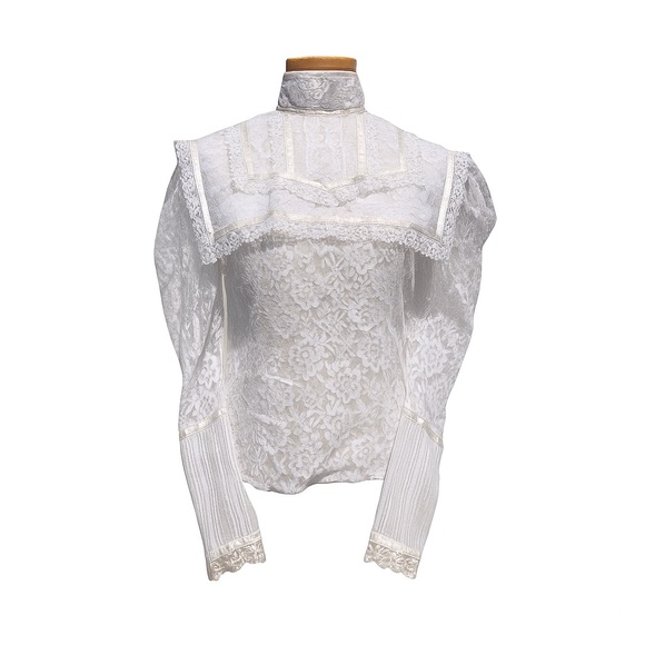 Gunne Sax Tops - Gunne Sax White Lace Victorian Blouse